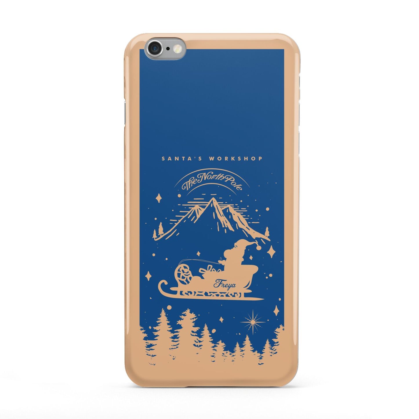 Blue Santas Sleigh Personalised Apple iPhone 6 Plus Case