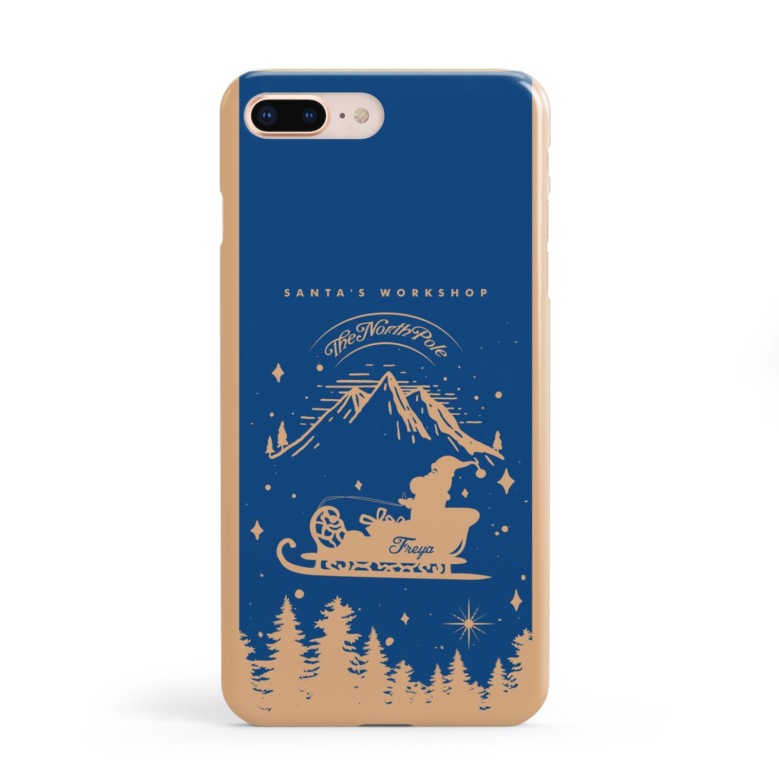 Blue Santas Sleigh Personalised Apple iPhone 8 Plus Case