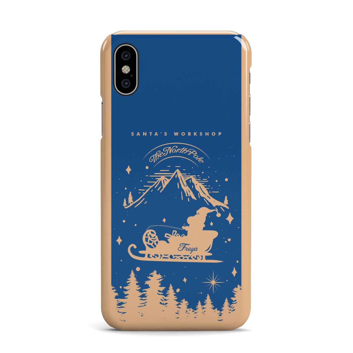 Blue Santas Sleigh Personalised Apple iPhone X Case