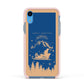 Blue Santas Sleigh Personalised Apple iPhone XR Impact Case Pink Edge on Blue Phone