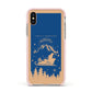 Blue Santas Sleigh Personalised Apple iPhone Xs Impact Case Pink Edge on Gold Phone
