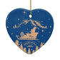 Blue Santas Sleigh Personalised Heart Decoration Back Image