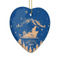 Blue Santas Sleigh Personalised Heart Decoration Side Angle