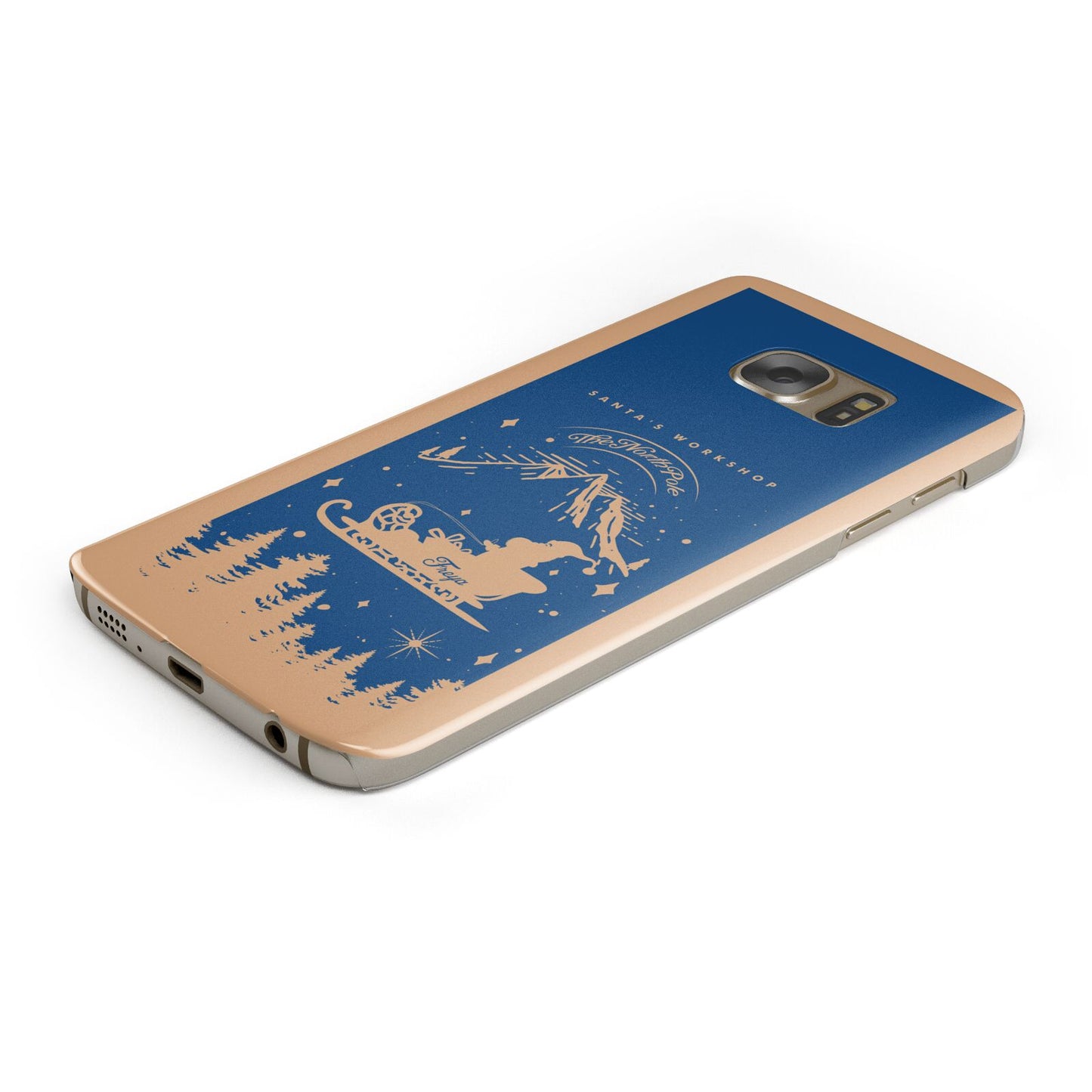 Blue Santas Sleigh Personalised Samsung Galaxy Case Bottom Cutout