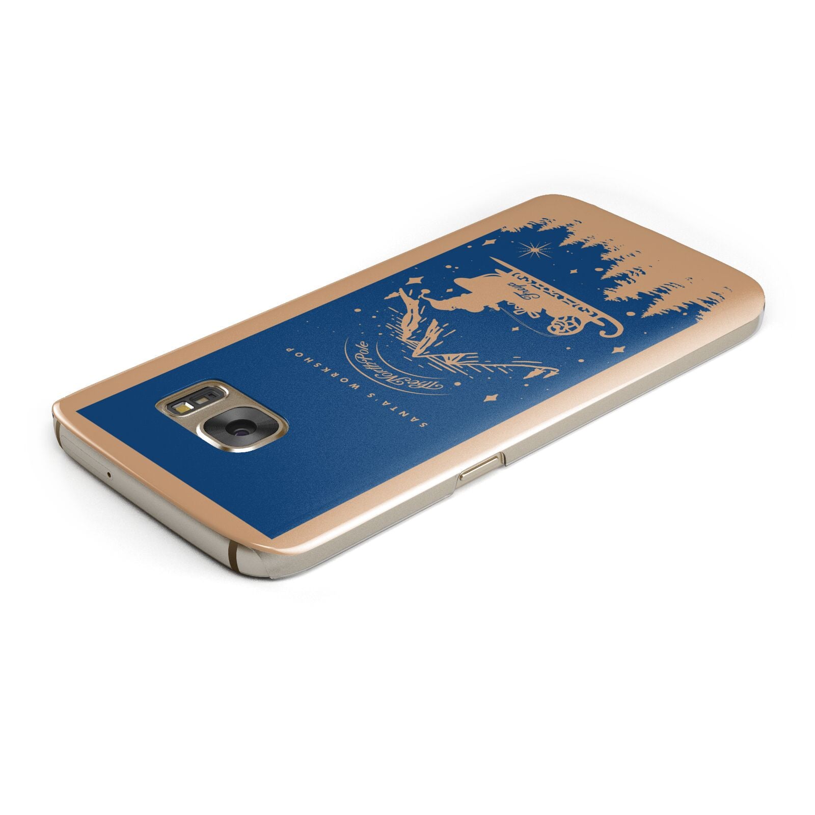 Blue Santas Sleigh Personalised Samsung Galaxy Case Top Cutout