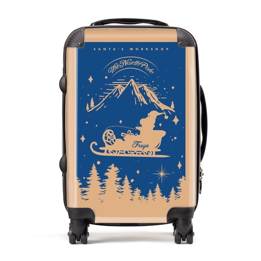 Blue Santas Sleigh Personalised Suitcase