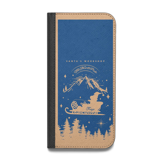 Blue Santas Sleigh Personalised Vegan Leather Flip Samsung Case