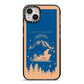Blue Santas Sleigh Personalised iPhone 14 Plus Black Impact Case on Silver phone