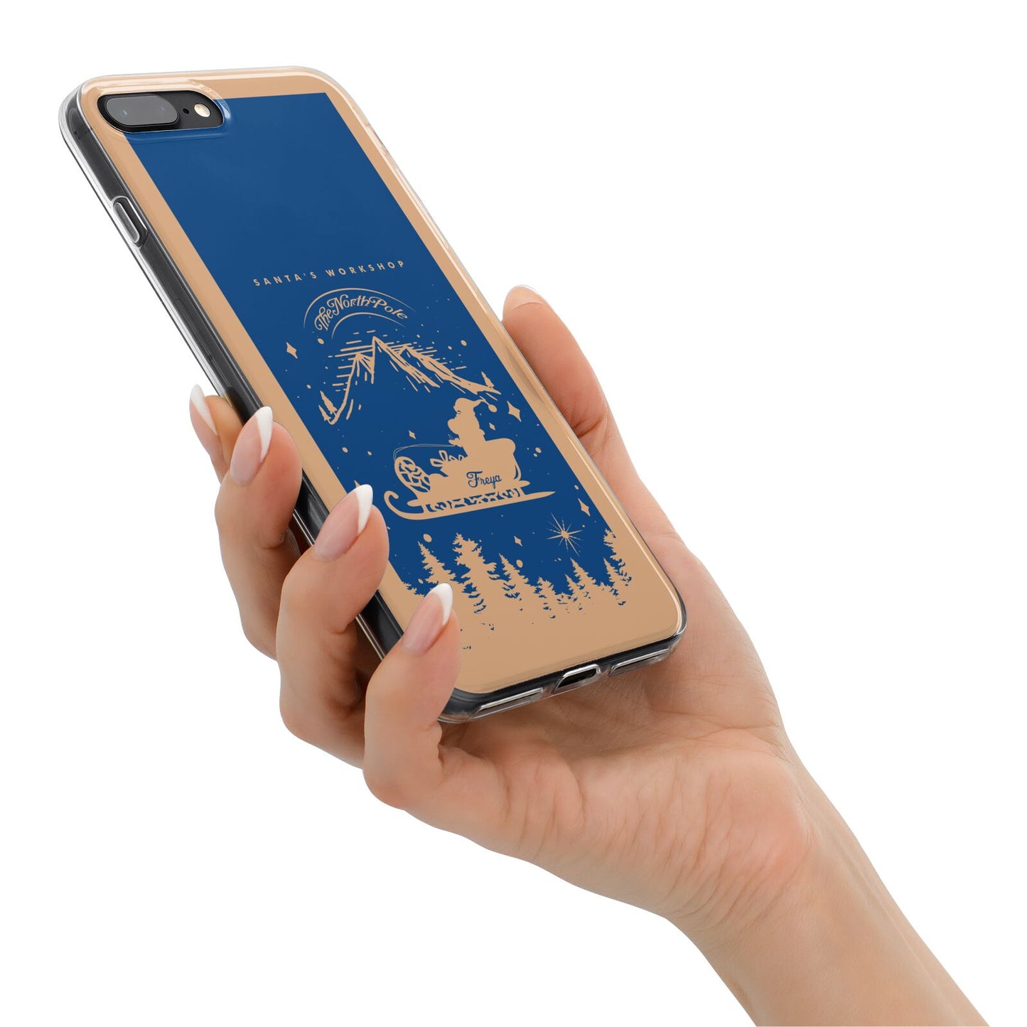 Blue Santas Sleigh Personalised iPhone 7 Plus Bumper Case on Black iPhone Alternative Image