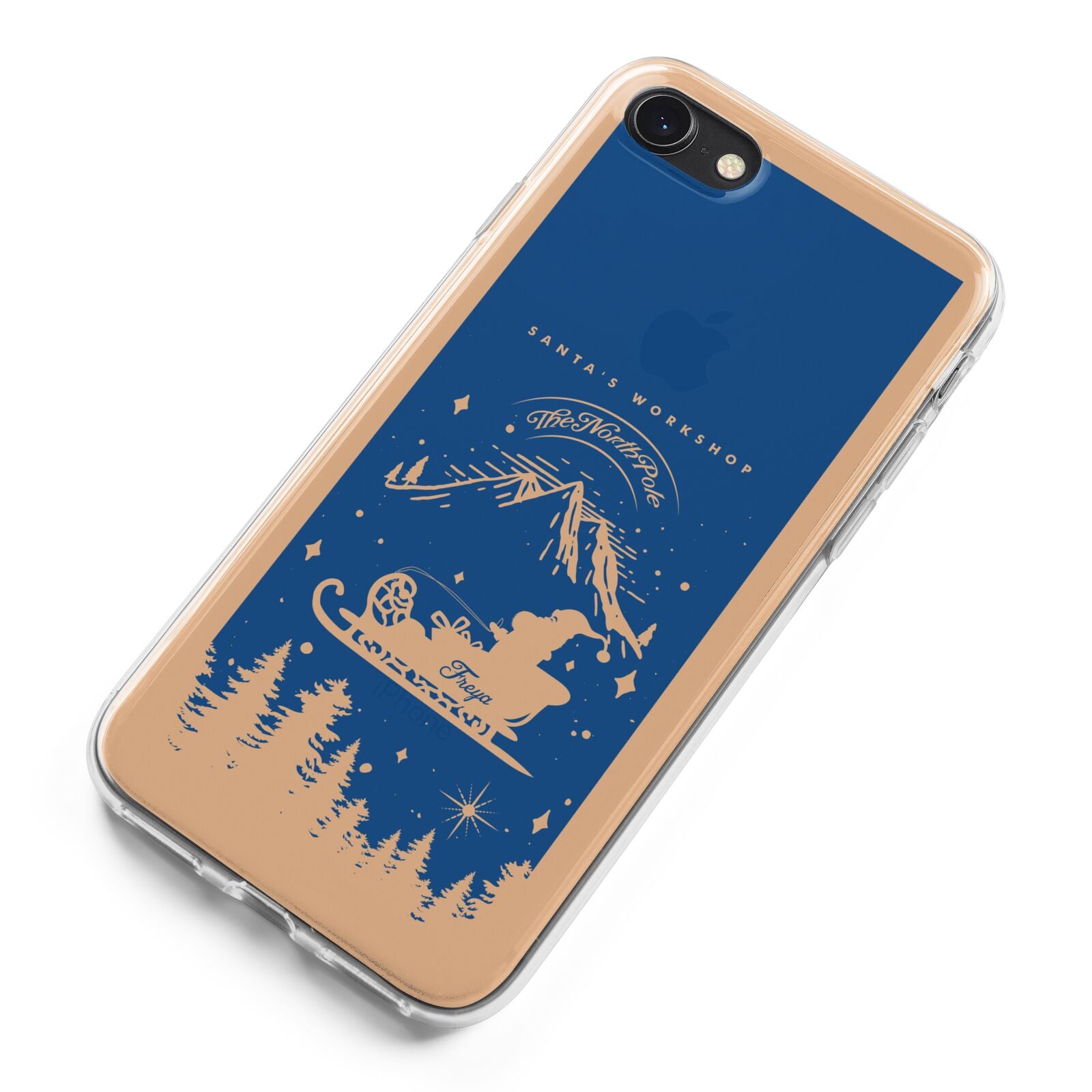 Blue Santas Sleigh Personalised iPhone 8 Bumper Case on Black iPhone Alternative Image