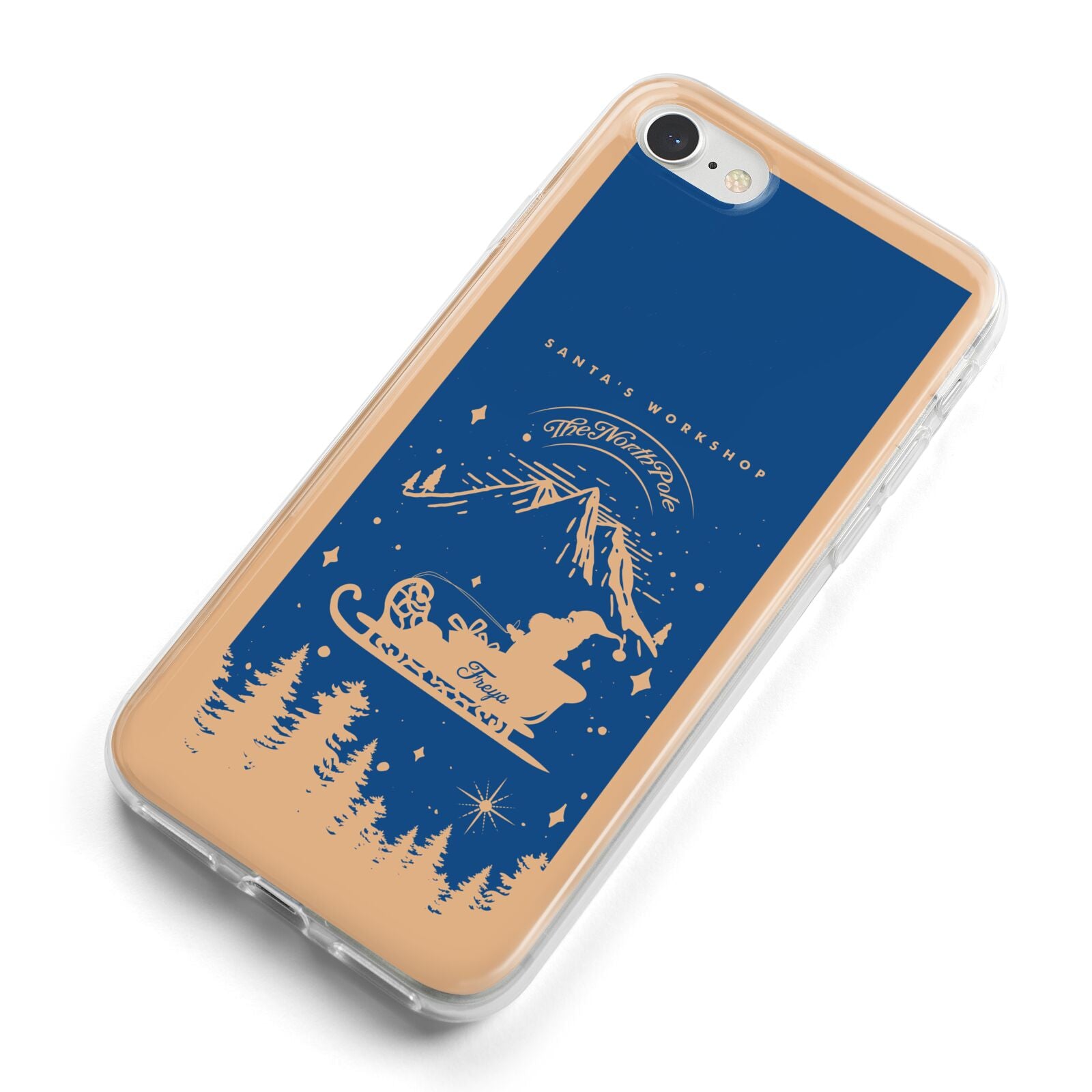 Blue Santas Sleigh Personalised iPhone 8 Bumper Case on Silver iPhone Alternative Image