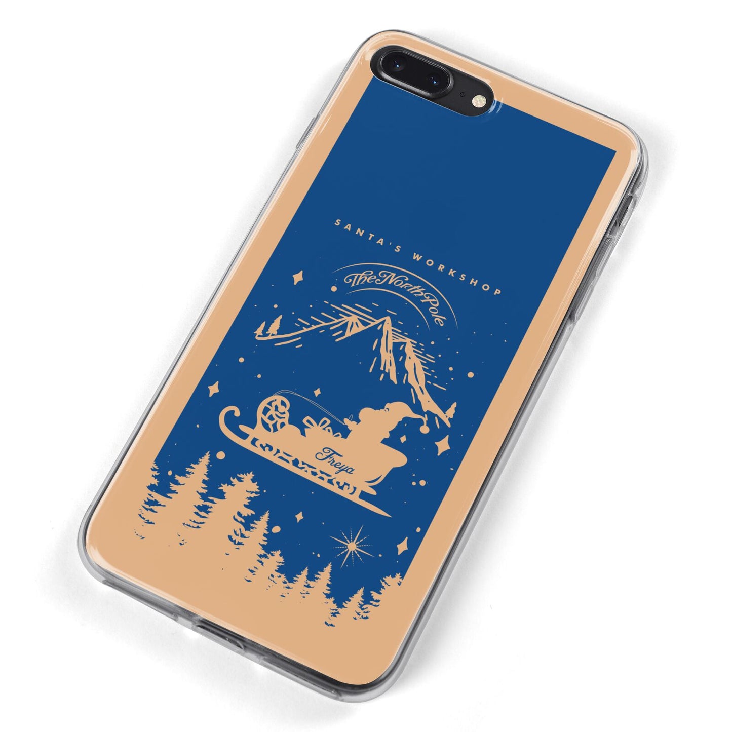 Blue Santas Sleigh Personalised iPhone 8 Plus Bumper Case on Black iPhone Alternative Image