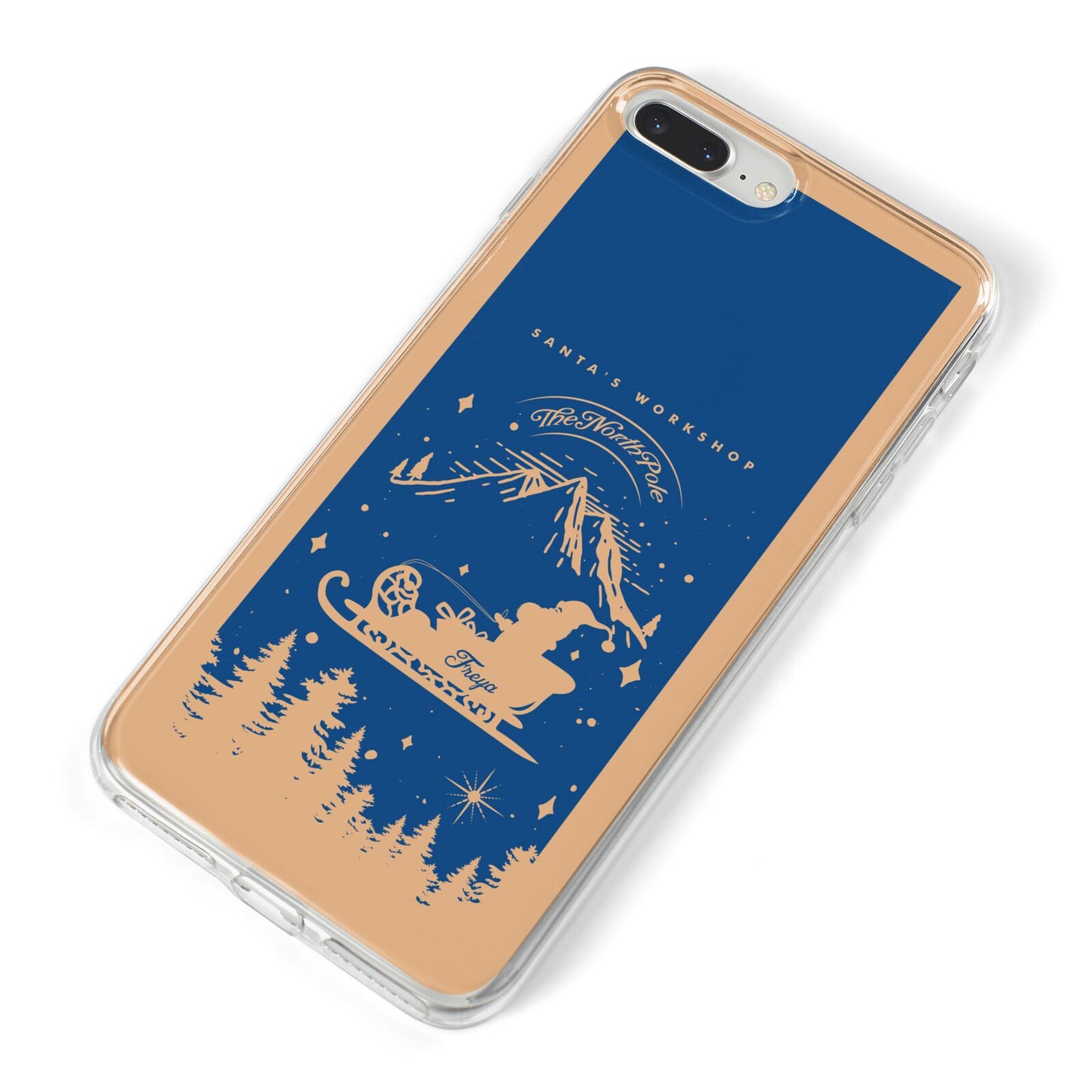 Blue Santas Sleigh Personalised iPhone 8 Plus Bumper Case on Silver iPhone Alternative Image