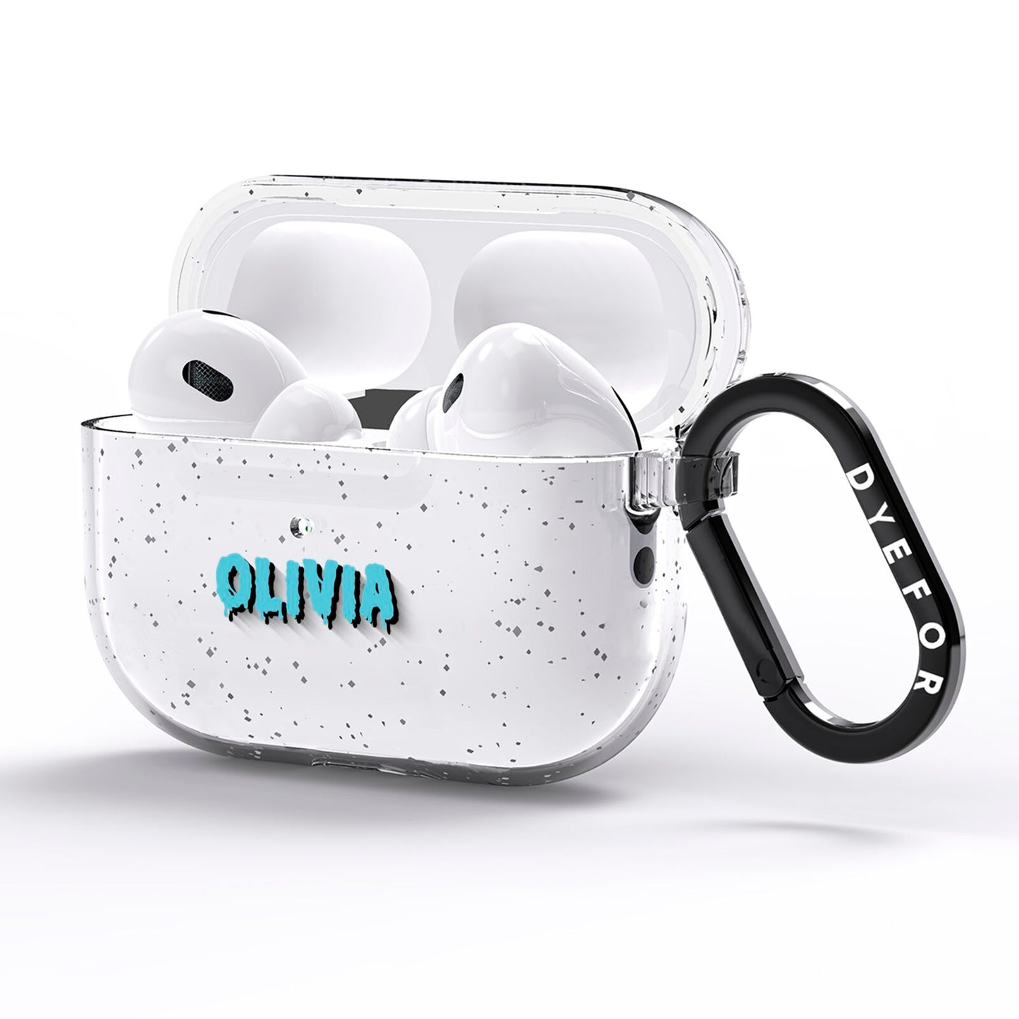 Blue Slime Text AirPods Pro Glitter Case Side Image
