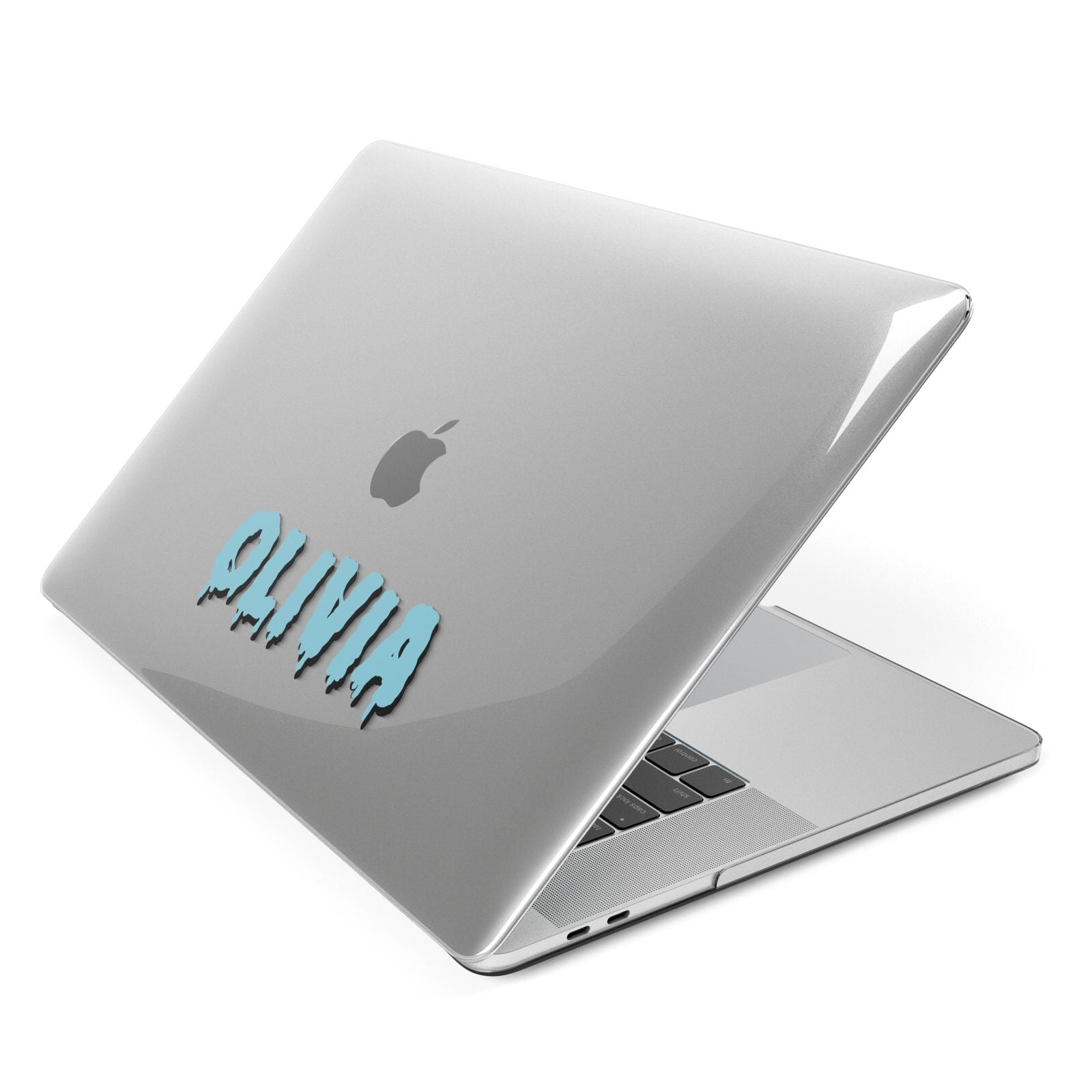 Blue Slime Text Apple MacBook Case Side View