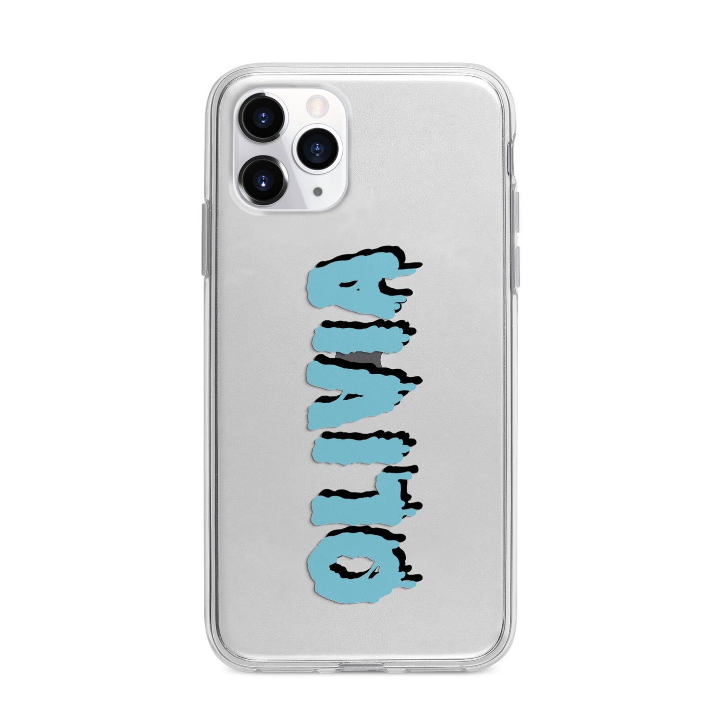 Blue Slime Text Apple iPhone 11 Pro in Silver with Bumper Case