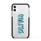 Blue Slime Text Apple iPhone 11 in White with Black Impact Case