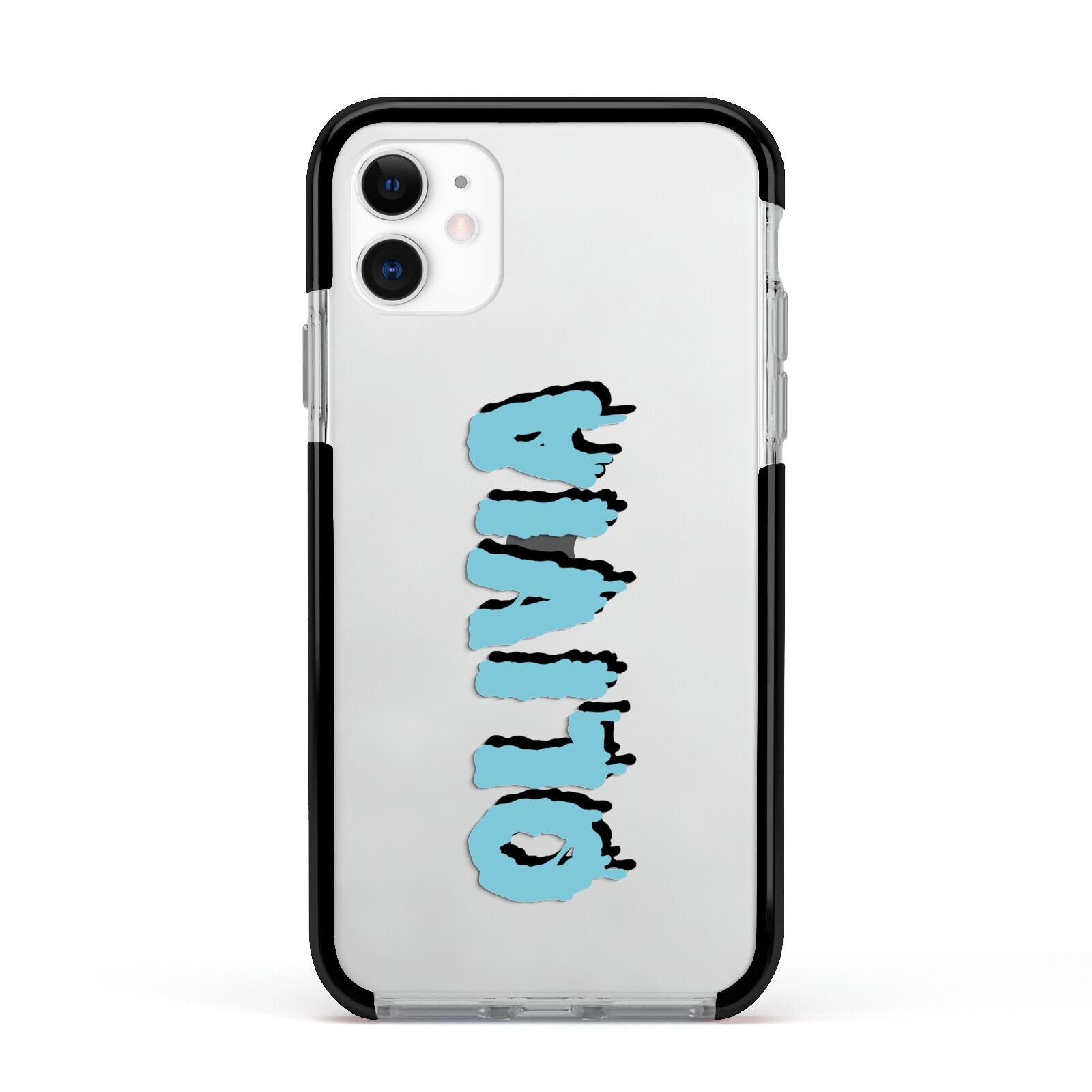 Blue Slime Text Apple iPhone 11 in White with Black Impact Case
