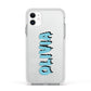 Blue Slime Text Apple iPhone 11 in White with White Impact Case