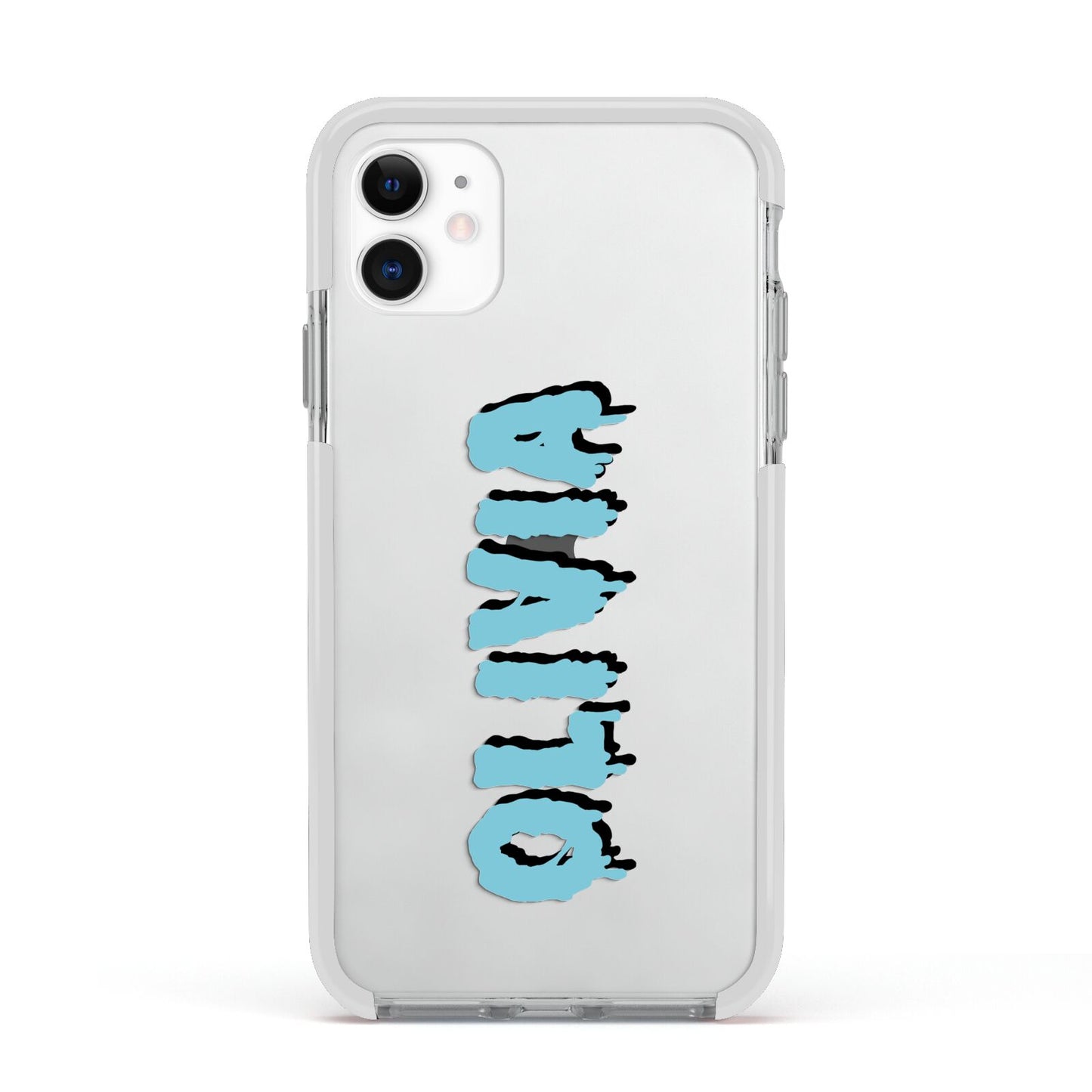 Blue Slime Text Apple iPhone 11 in White with White Impact Case