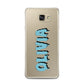 Blue Slime Text Samsung Galaxy A7 2016 Case on gold phone