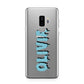 Blue Slime Text Samsung Galaxy S9 Plus Case on Silver phone