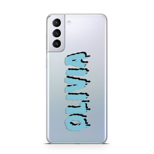 Blue Slime Text Samsung S21 Plus Phone Case