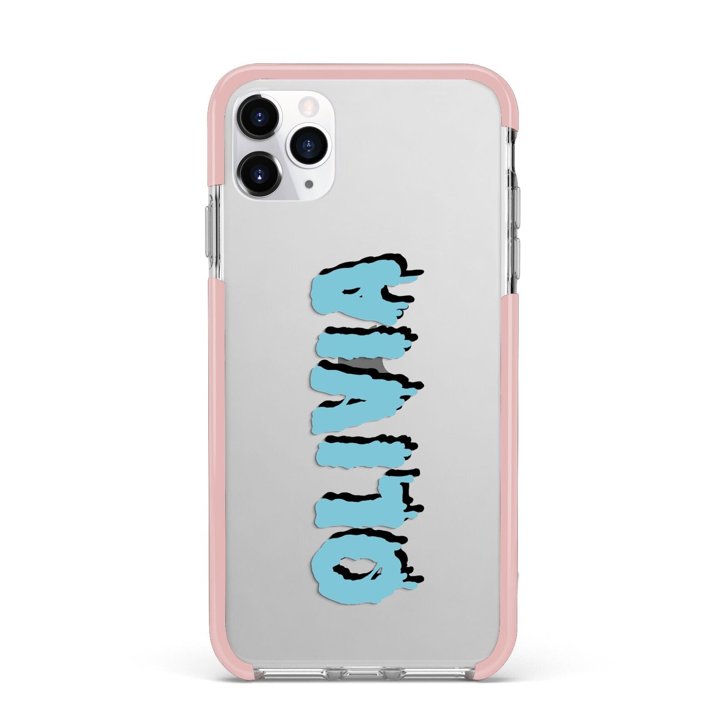 Blue Slime Text iPhone 11 Pro Max Impact Pink Edge Case