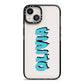Blue Slime Text iPhone 13 Black Impact Case on Silver phone