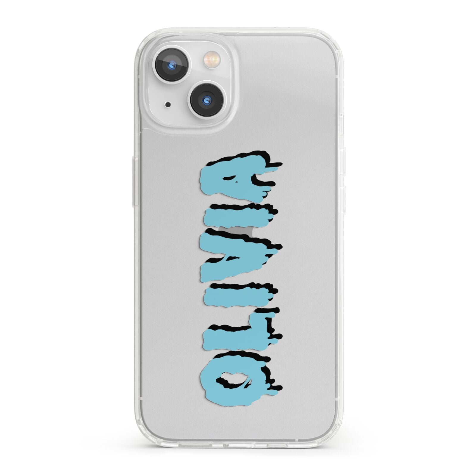 Blue Slime Text iPhone 13 Clear Bumper Case