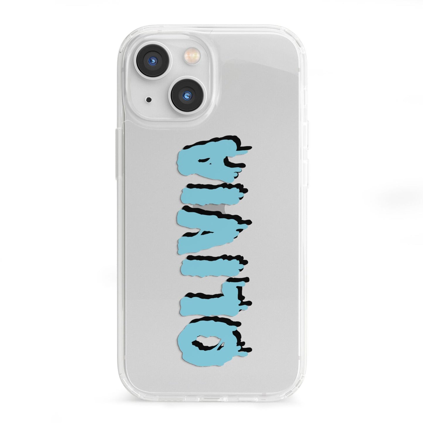 Blue Slime Text iPhone 13 Mini Clear Bumper Case