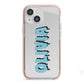 Blue Slime Text iPhone 13 Mini TPU Impact Case with Pink Edges