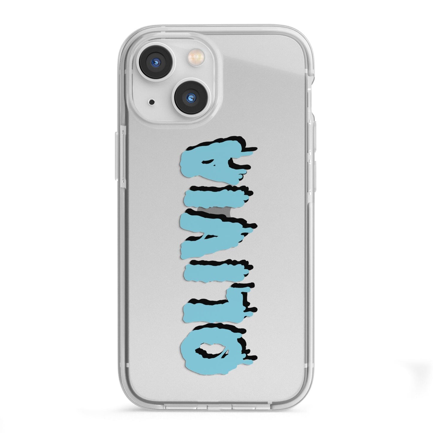 Blue Slime Text iPhone 13 Mini TPU Impact Case with White Edges