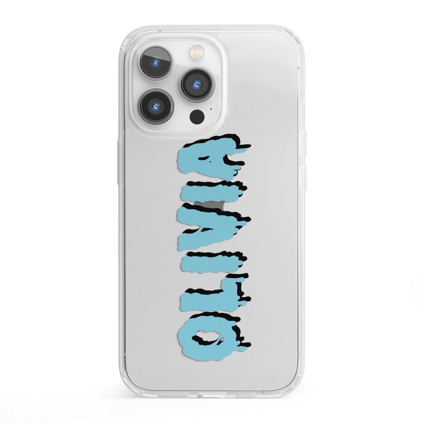 Blue Slime Text iPhone 13 Pro Clear Bumper Case
