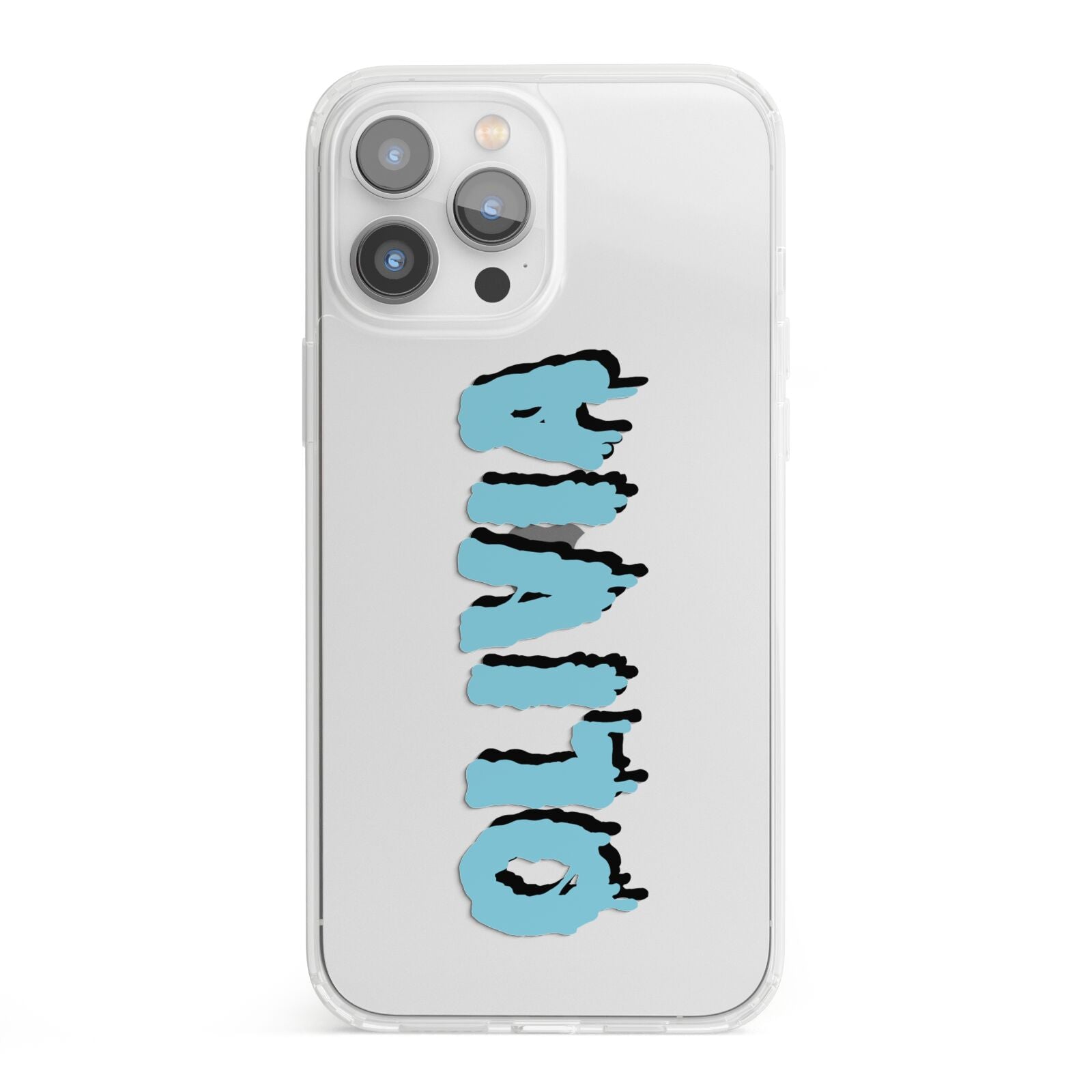 Blue Slime Text iPhone 13 Pro Max Clear Bumper Case