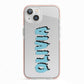 Blue Slime Text iPhone 13 TPU Impact Case with Pink Edges