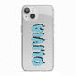 Blue Slime Text iPhone 13 TPU Impact Case with White Edges