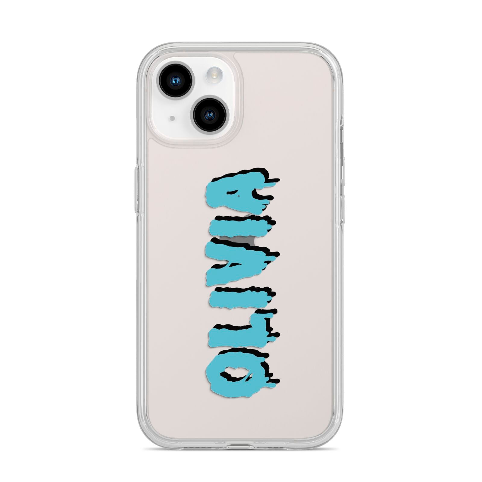 Blue Slime Text iPhone 14 Clear Tough Case Starlight
