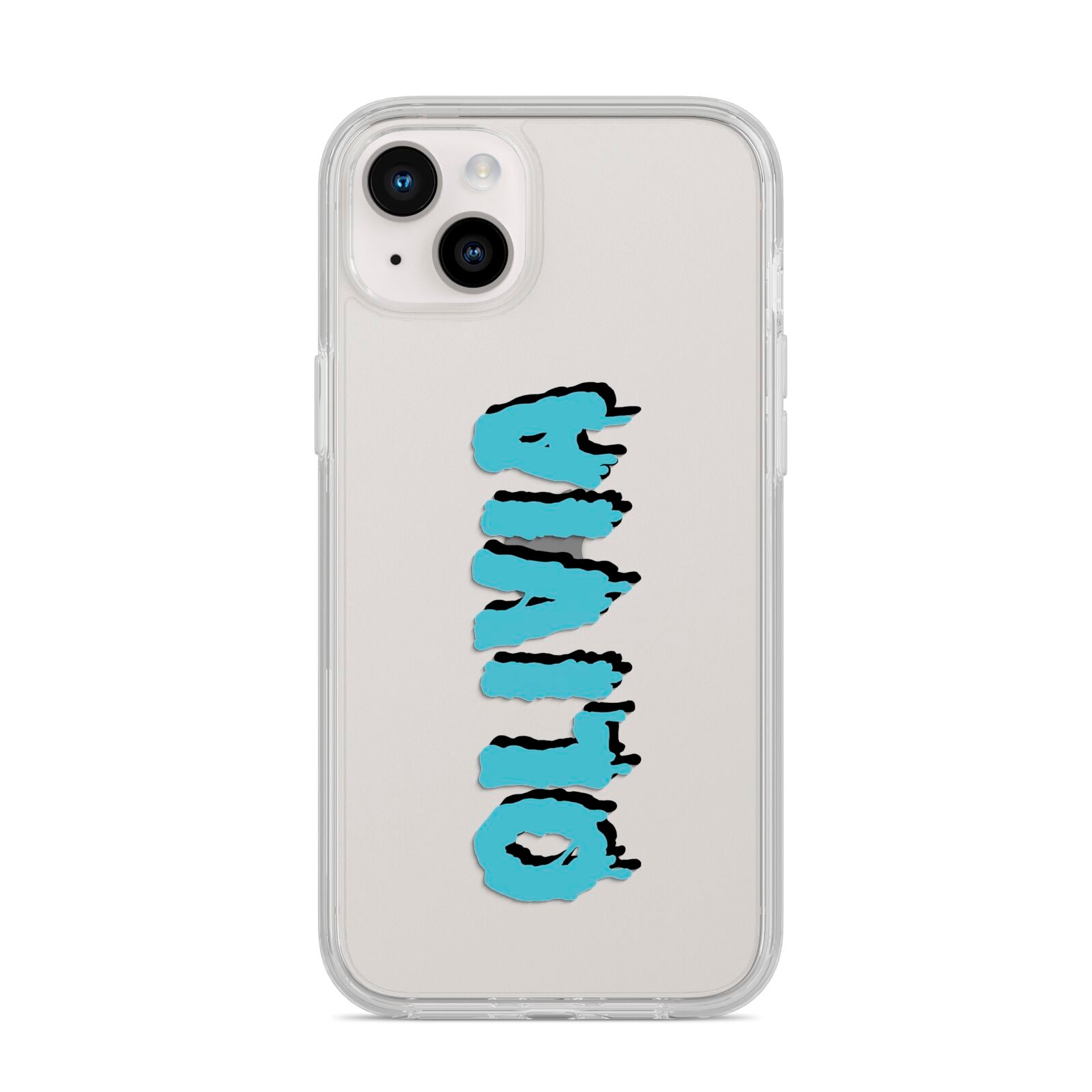 Blue Slime Text iPhone 14 Plus Clear Tough Case Starlight