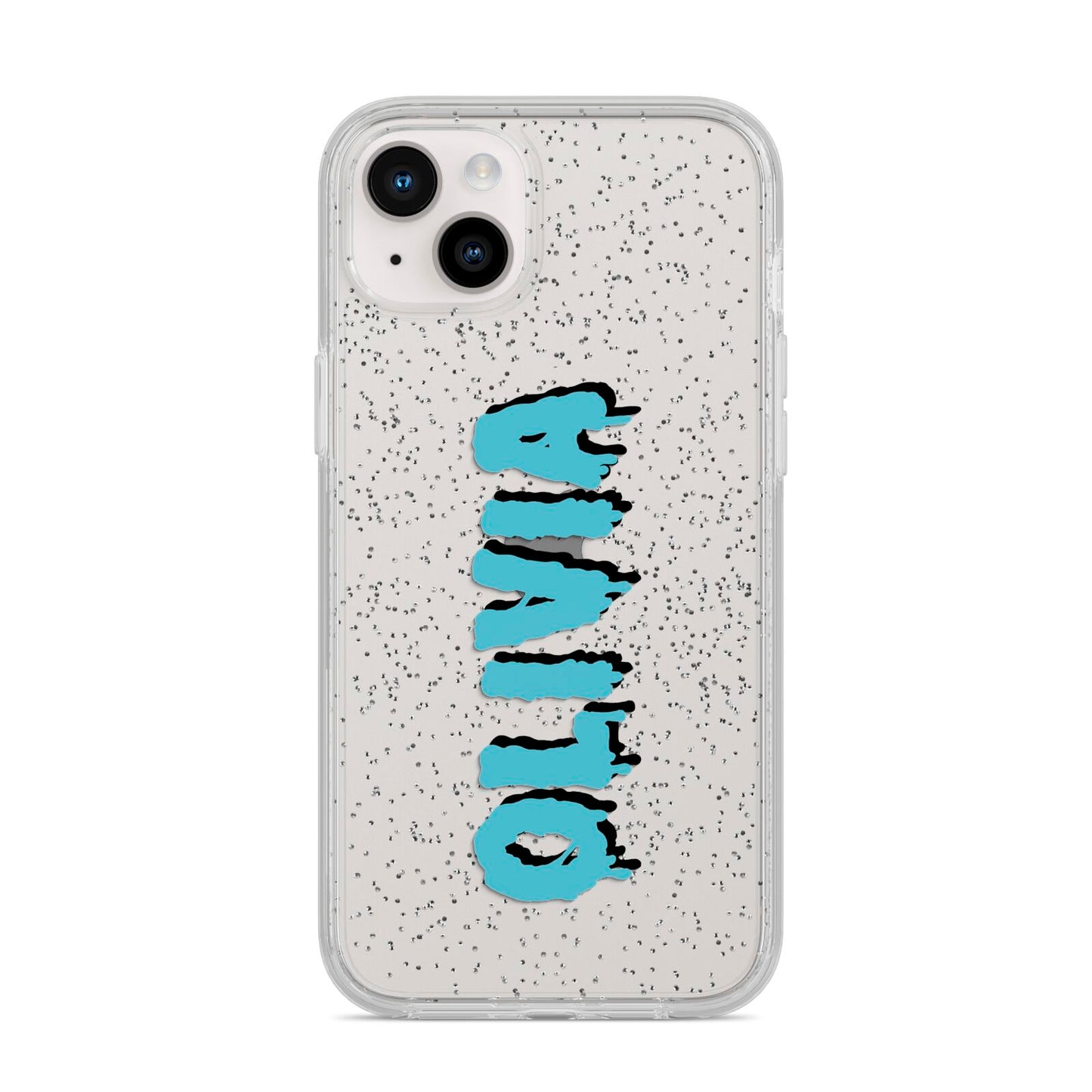 Blue Slime Text iPhone 14 Plus Glitter Tough Case Starlight
