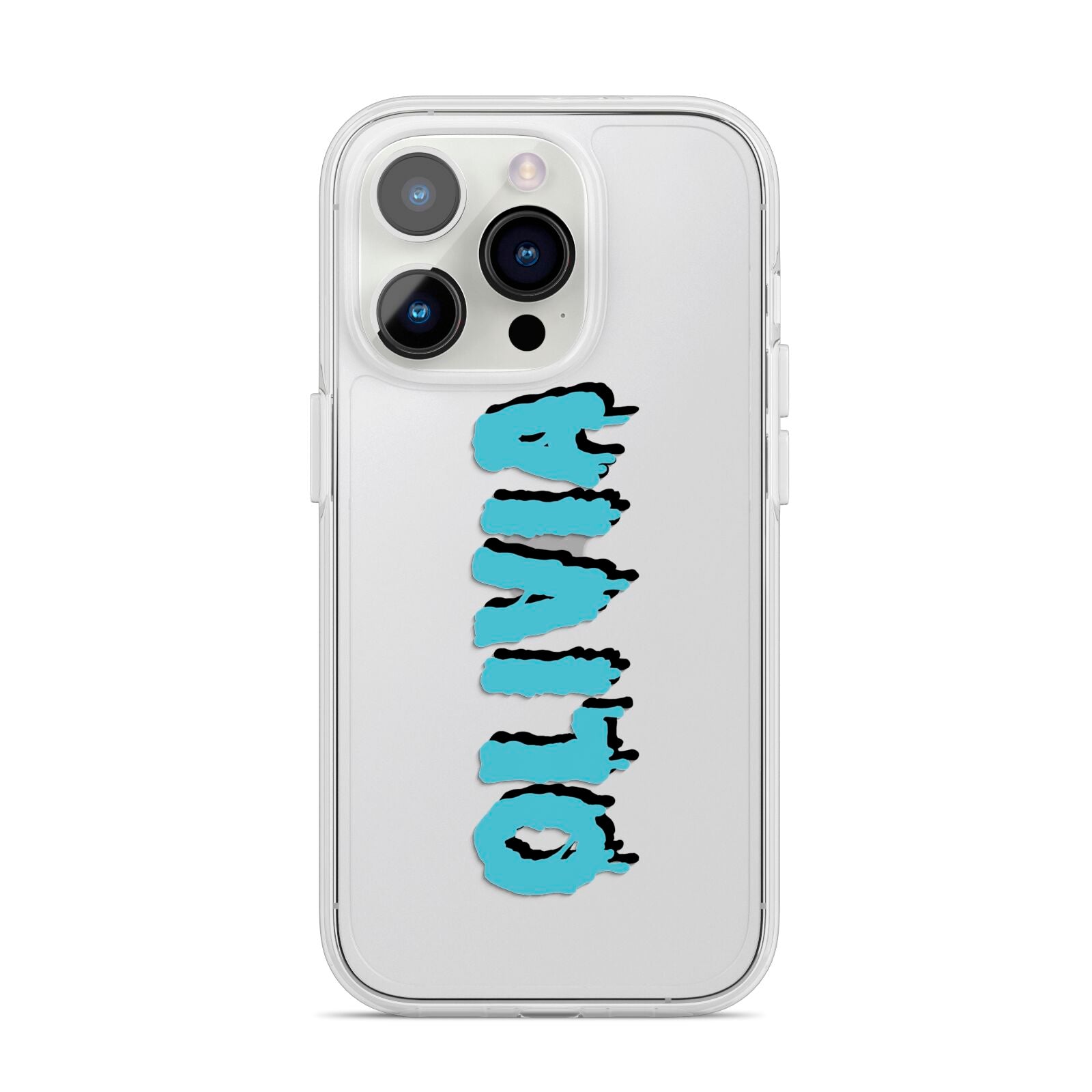 Blue Slime Text iPhone 14 Pro Clear Tough Case Silver