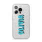 Blue Slime Text iPhone 14 Pro Glitter Tough Case Silver