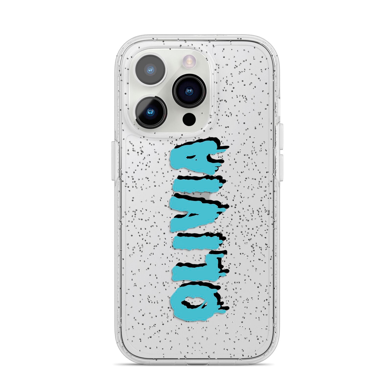 Blue Slime Text iPhone 14 Pro Glitter Tough Case Silver