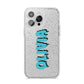 Blue Slime Text iPhone 14 Pro Max Glitter Tough Case Silver