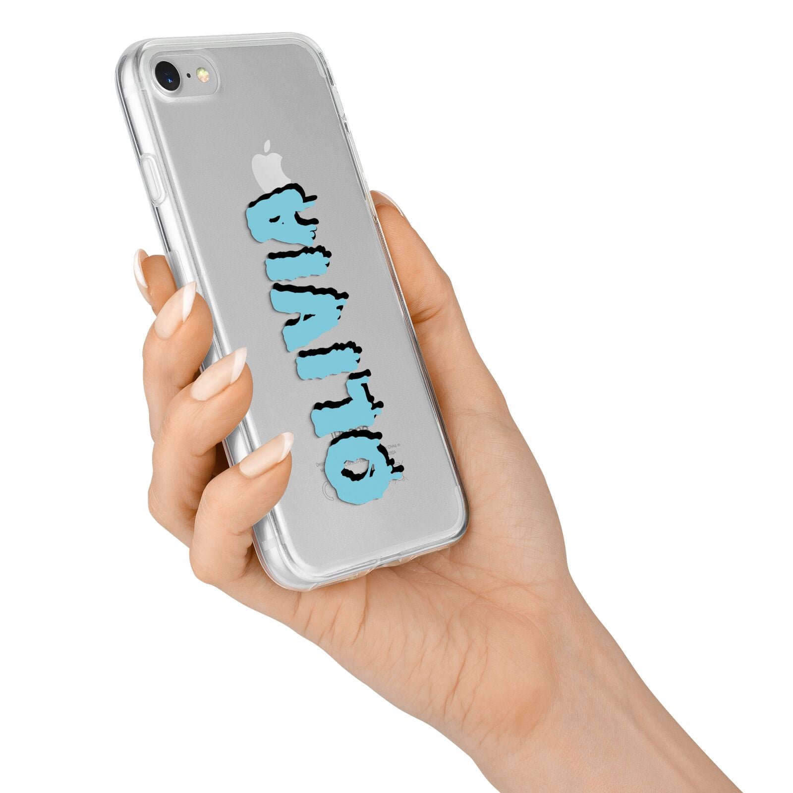 Blue Slime Text iPhone 7 Bumper Case on Silver iPhone Alternative Image
