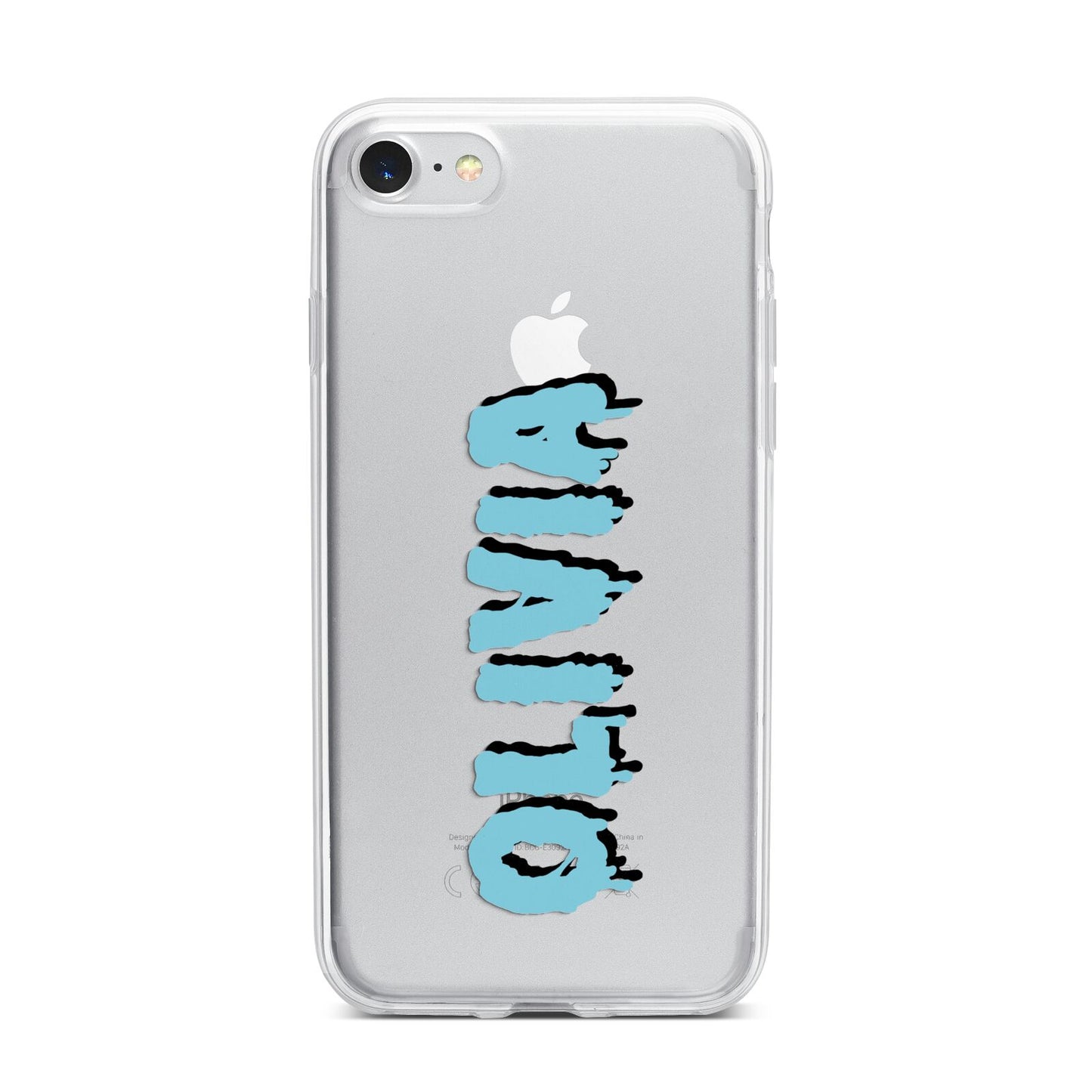 Blue Slime Text iPhone 7 Bumper Case on Silver iPhone