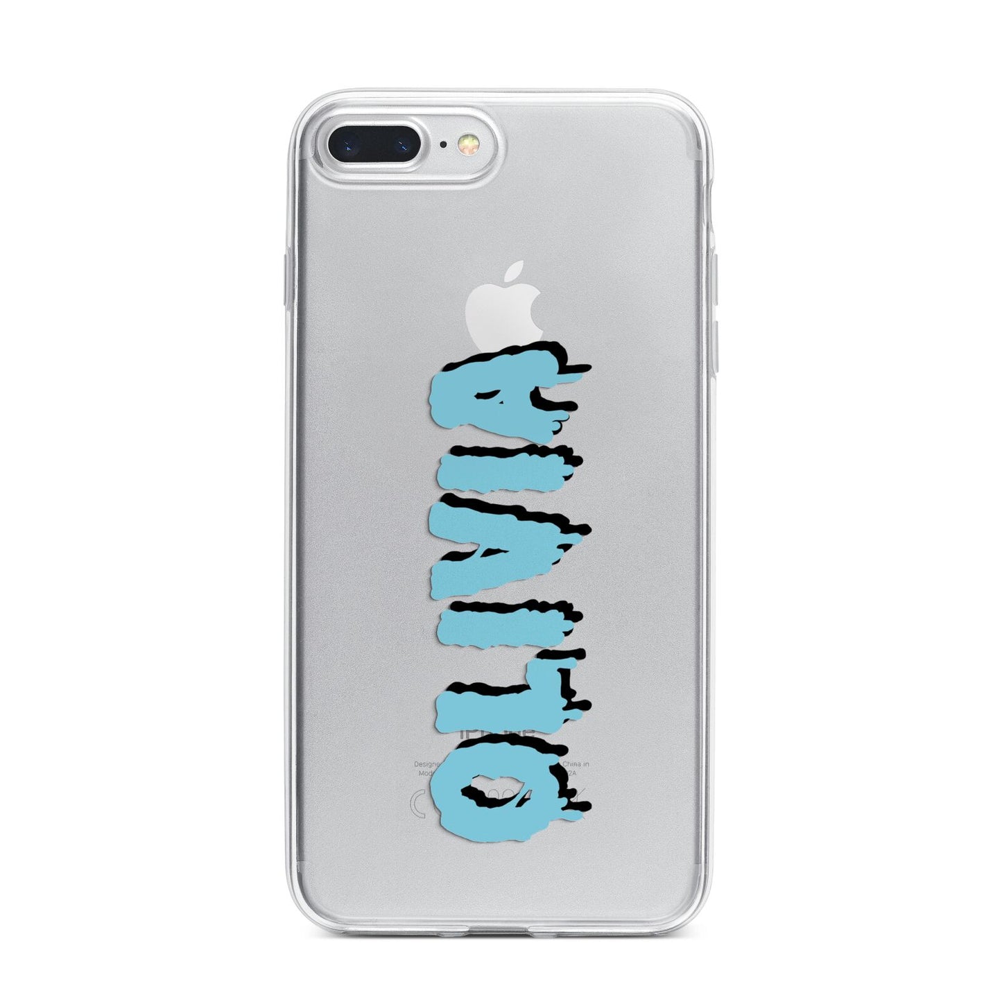 Blue Slime Text iPhone 7 Plus Bumper Case on Silver iPhone