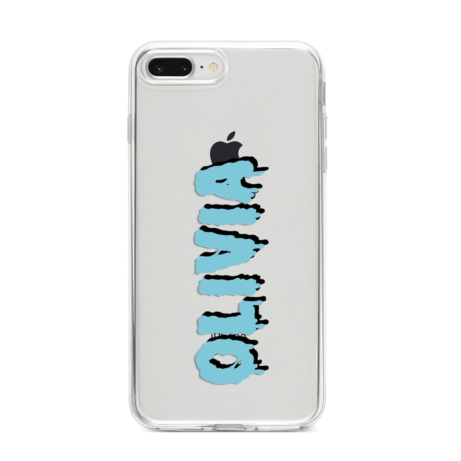 Blue Slime Text iPhone 8 Plus Bumper Case on Silver iPhone
