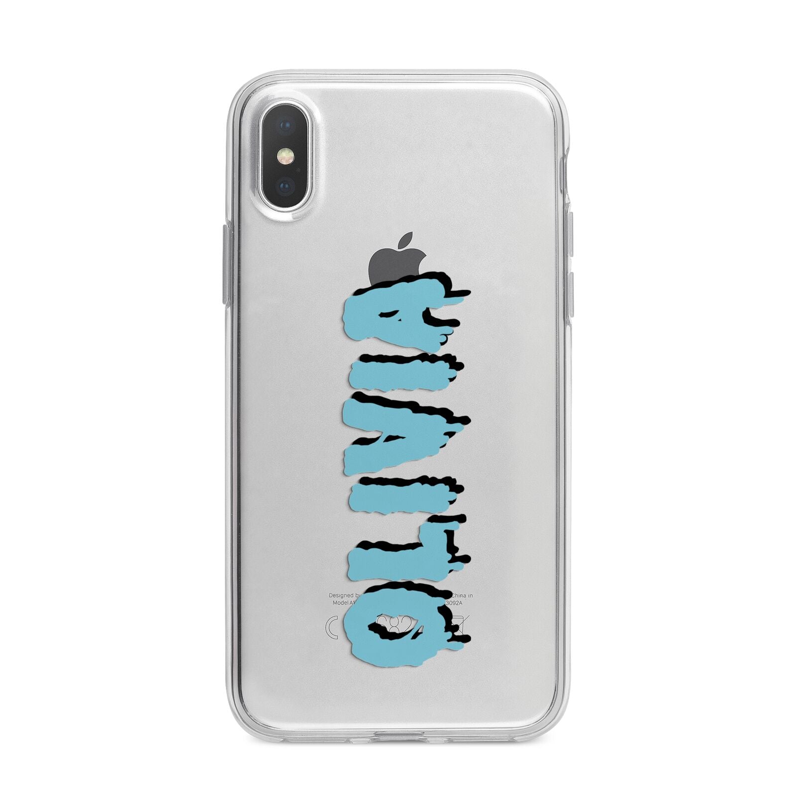 Blue Slime Text iPhone X Bumper Case on Silver iPhone Alternative Image 1