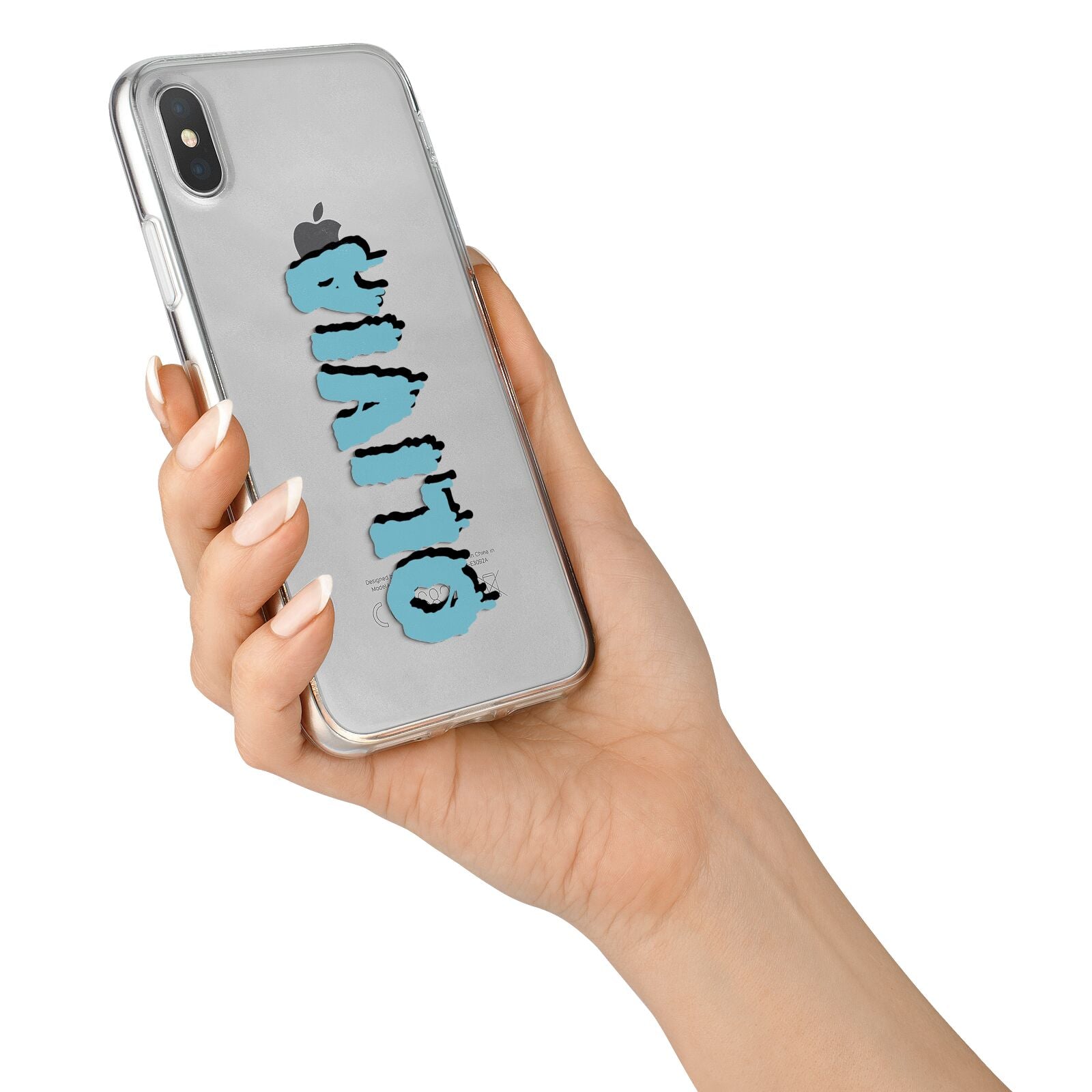 Blue Slime Text iPhone X Bumper Case on Silver iPhone Alternative Image 2
